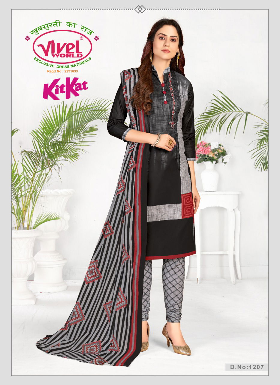 Vivel Kitkat Casual Daily Wear Cotton Printed Dress Material Collection